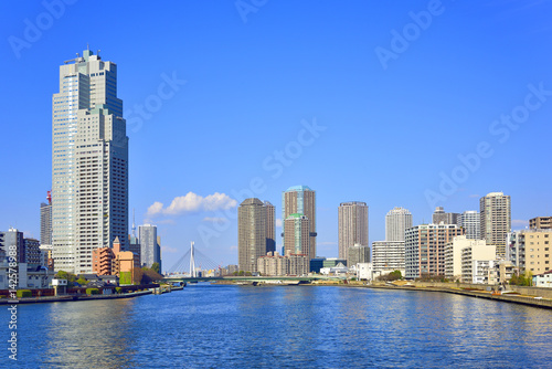 Apartment buildings and office buildings in Tokyo, Japan.