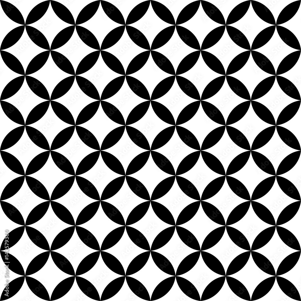 Black and white overlapping circles. Abstract retro design seamless pattern. Simple vector geometrical background. Black and white overlapping circles. Abstract retro design seamless pattern. Simple vector geometrical background.