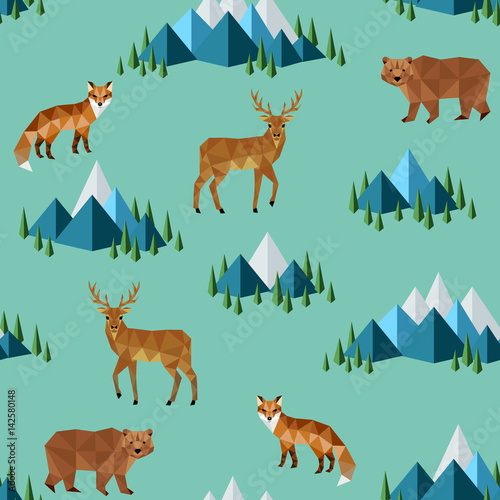 Canvas Print wild animals and mountains
