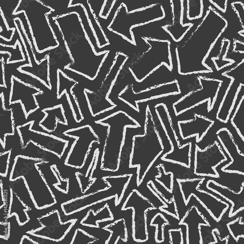 Seamless pattern of white arrows on black background. Rasterised copy. Good for children s stuff  wrapping paper  scrapbooking and stationery supplies.