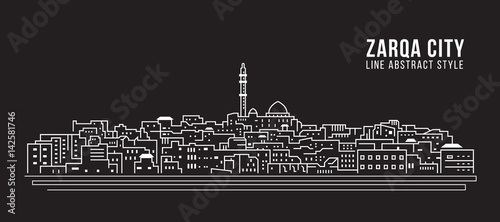 Cityscape Building Line art Vector Illustration design - Zarqa city photo