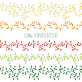 Vector set of six floral seamless borders with branches and leaves. Good for invitations, printed stuff, stationery.