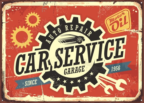 Dekoracja na wymiar  car-service-vintage-tin-sign-vector-image