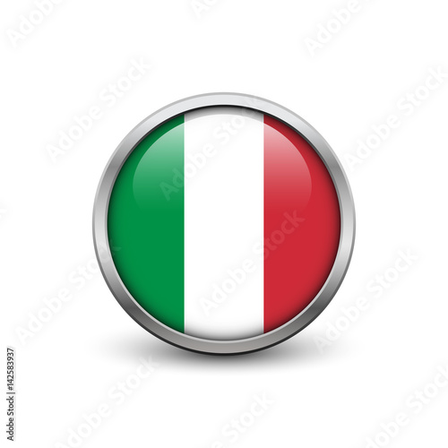 Free Download Flag of Italy, button with metal frame and shadow - GFXLoad