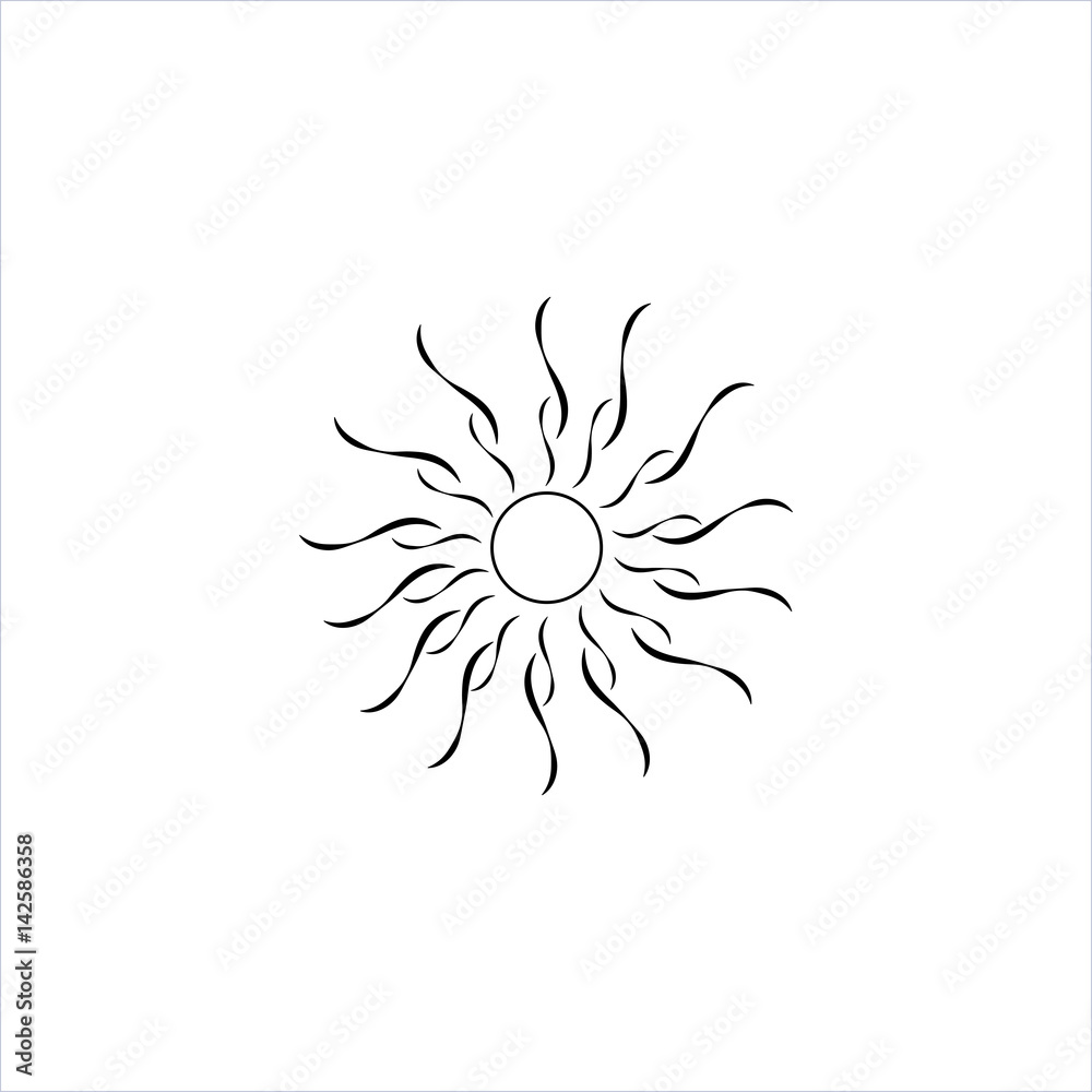 The sun black sign on white background