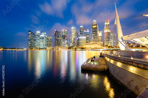 Central Business District of Singapore at night.