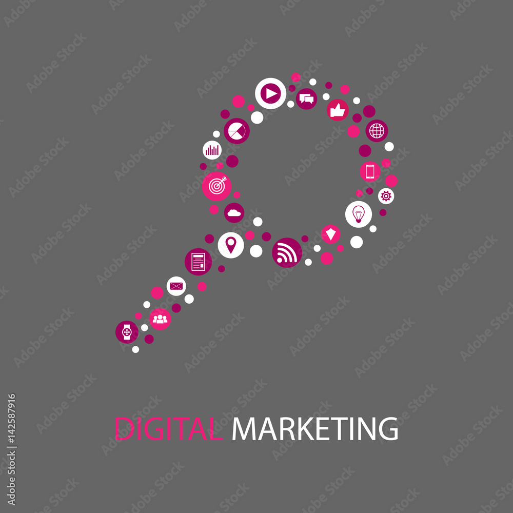 Digital marketing vector illustration. Flat design Digital marketing vector illustration. Flat design
