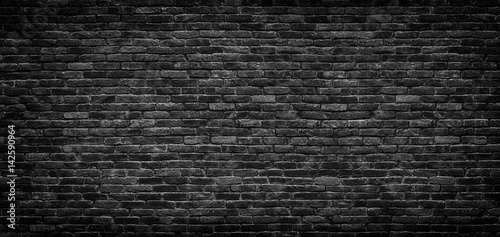 Fototapeta Black brick wall texture, brick surface as background