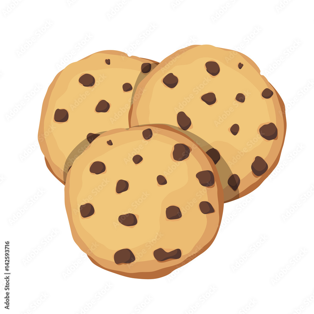 Chocolate Chip Cookies Choco Cookie Icon Vector Illustration Stock ベクター Adobe Stock