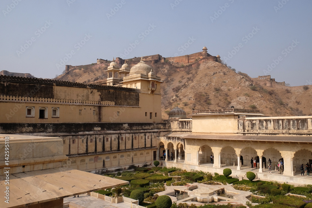  Beautiful gardens in Amber Fort, Jaipur, Rajasthan, India