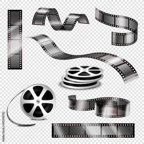 Realistic Photographic Strips And Film Reels