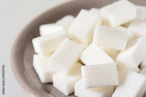 Pile of rectangular pieces of white sugar