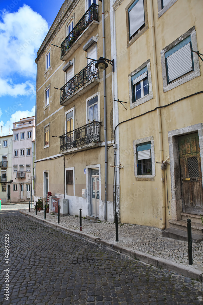 Street  in old town of Lisbon, Portugal