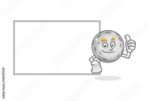 moon mascot with blank sign, moon character, moon cartoon vector 