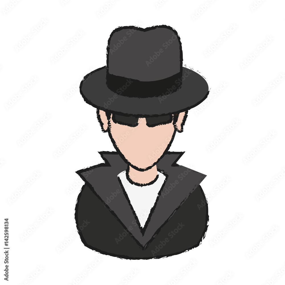 hacker man cartoon icon over white background. vector illustration hacker man cartoon icon over white background. vector illustration