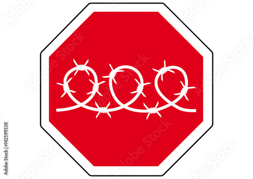 Stoppschild Stacheldraht