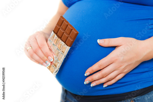pregnant woman with chocolate