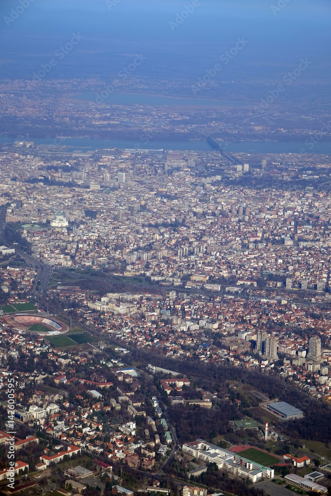 Aerial view of Belgrade, capital of Serbia