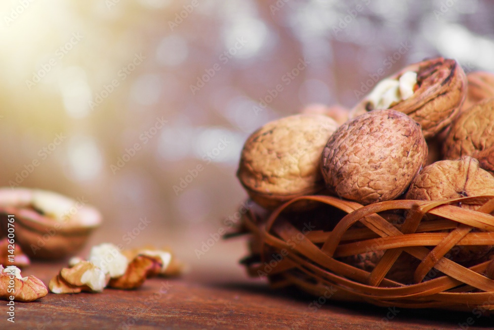 Walnuts close-up, walnuts on a dark background Walnuts close-up, walnuts on a dark background