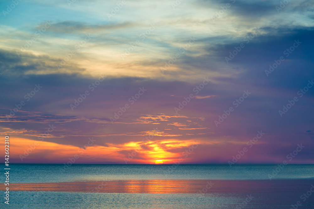 beautiful sunset and beautiful cloud over sea in sunset