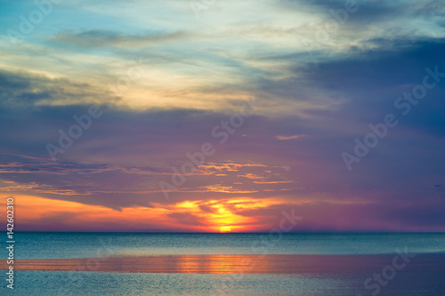 beautiful sunset and beautiful cloud over sea in sunset