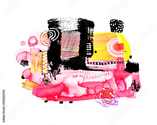 contemporary abstract art watercolor painting composition