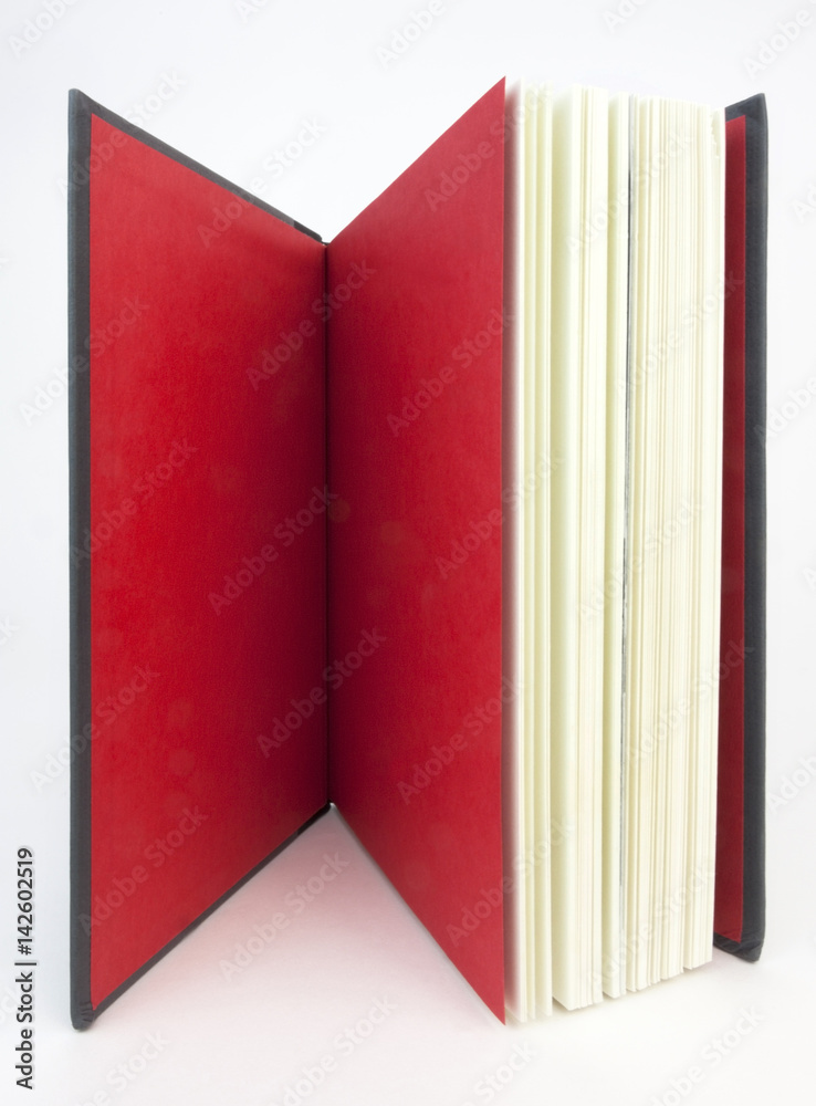 Open standing book with red cover. Vertical. Open standing book with red cover. Vertical.