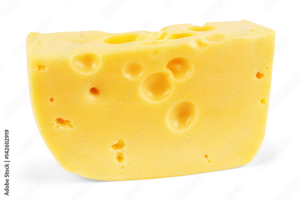 Piece of cheese isolated on white