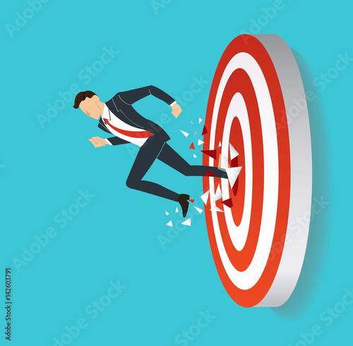 businessman breaking target archery to Successful vector. Business concept illustration.