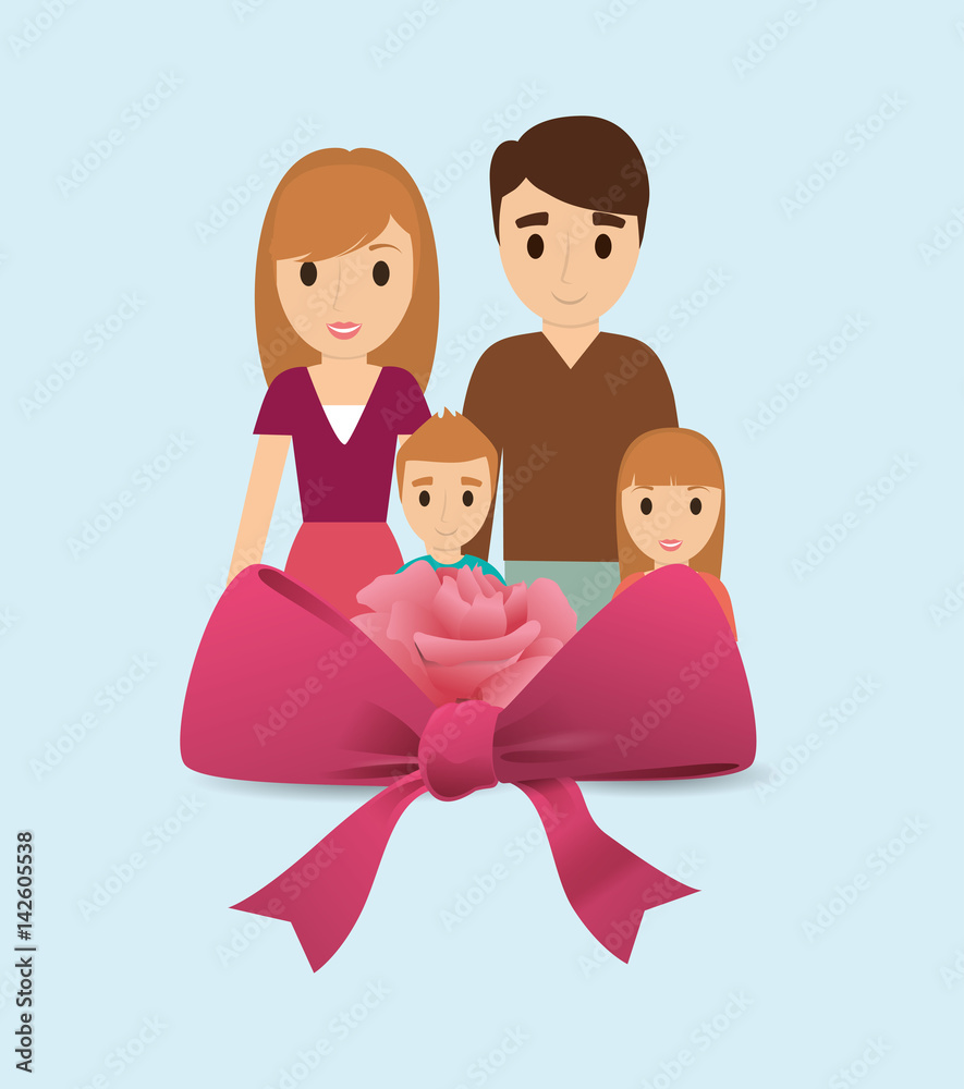 family lovely flower ribbon bow vector illustration eps 10 family lovely flower ribbon bow vector illustration eps 10