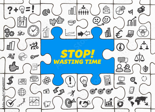 Stop  wasting Time   Puzzle mit Symbole