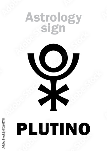 Astrology Alphabet: PLUTINO, super-distant planet. Hieroglyphics character sign (single symbol).