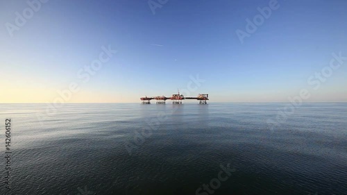 Offshore oil installation on the North sea during day