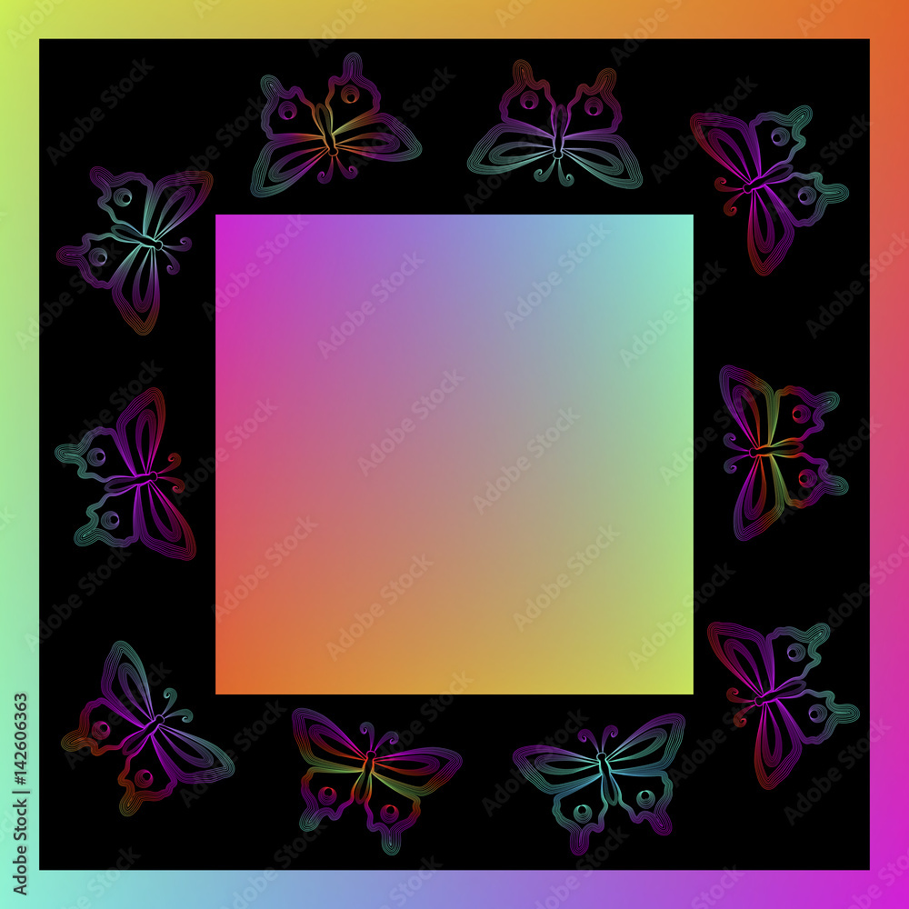 Holiday frame with butterflies Holiday frame with butterflies