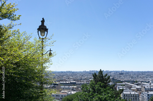 PARIS, FRANCE - August 7, 2016 : beautiful Street view of Montmartre in Paris, many artists had studios or worked in or around Montmartre. August 7, 2016, Paris, France.