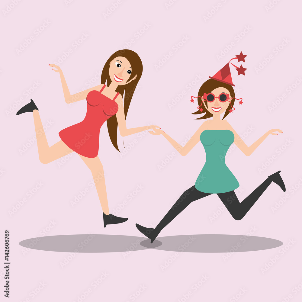 happy women dancing style vector illustration eps 10 happy women dancing style vector illustration eps 10