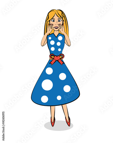 pop art woman surprise image vector illustration eps 10 photo