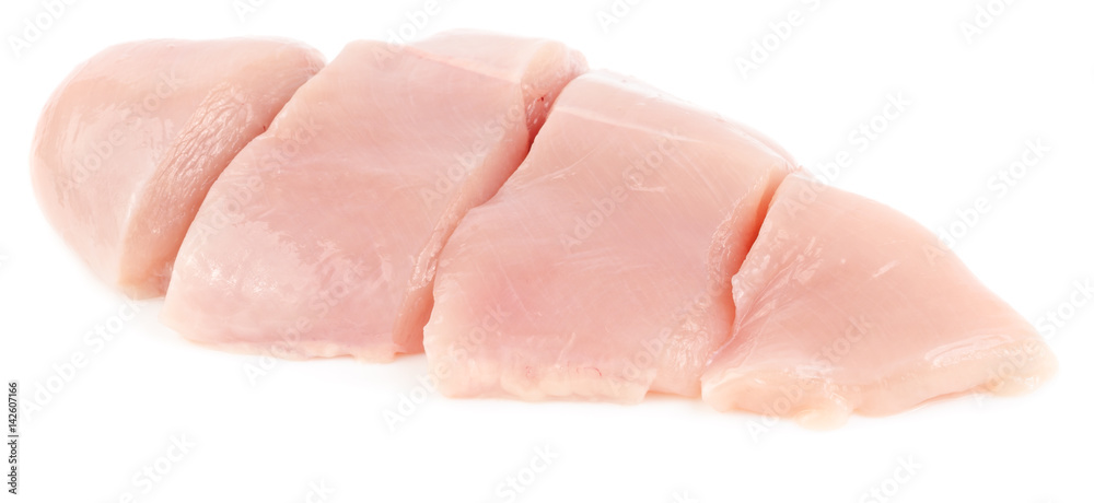 Chicken fillet breast sliced isolated on white Chicken fillet breast sliced isolated on white