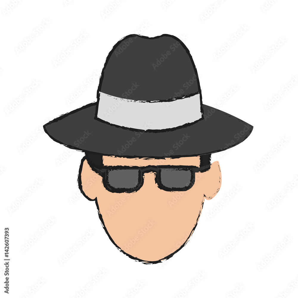 hacker man cartoon icon over white background.  vector illustration