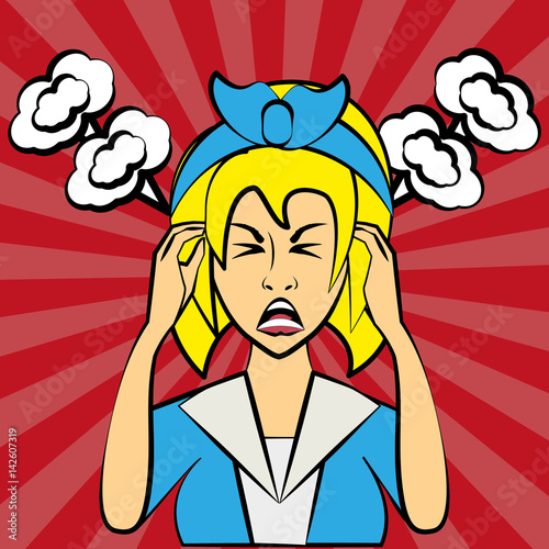 pop art woman angry furious vector illustration eps 10