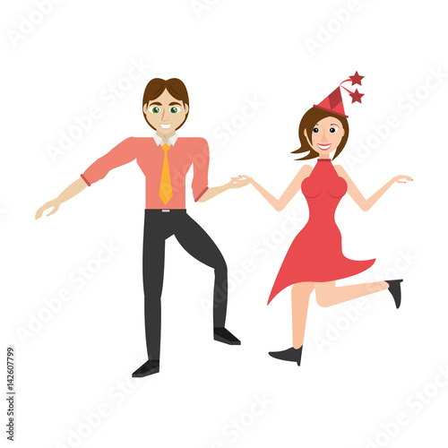 fun couple happy dance vector illustration eps 10