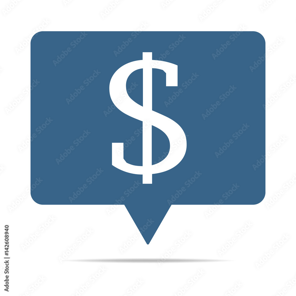 Blaue Sprechblase mit Dollar Symbol - Währung Blaue Sprechblase mit Dollar Symbol - Währung