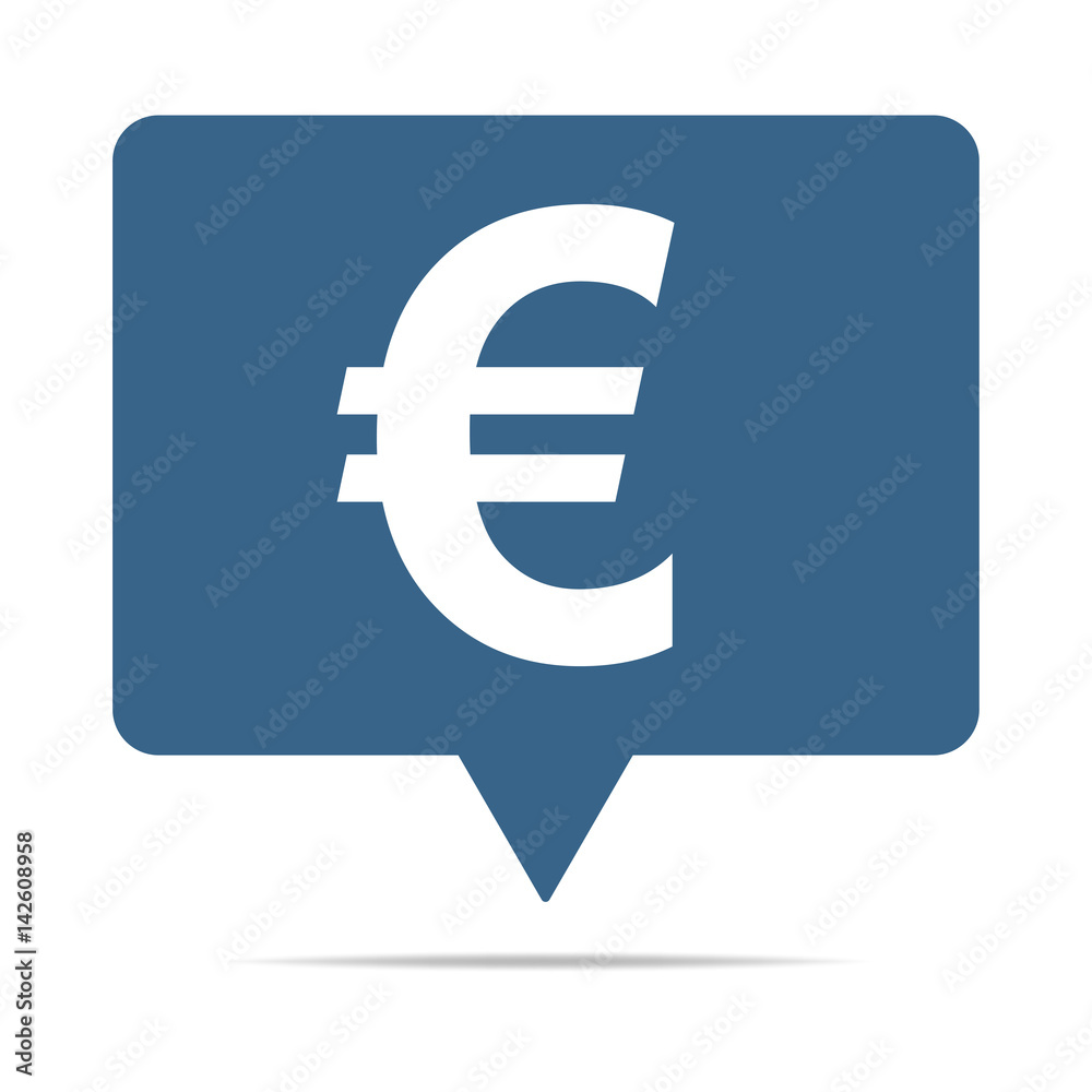 Blaue Sprechblase mit Euro-Symbol - Währung EU Blaue Sprechblase mit Euro-Symbol - Währung EU