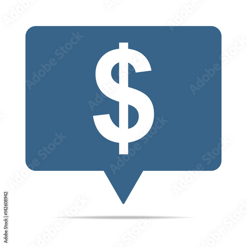Blaue Sprechblase mit Dollar Zeichen