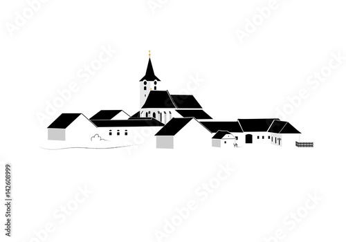 Dorf mit Kirche