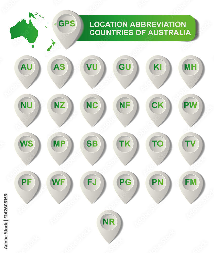 Location Abbreviation Countries of Australia Stock Vector | Adobe Stock
