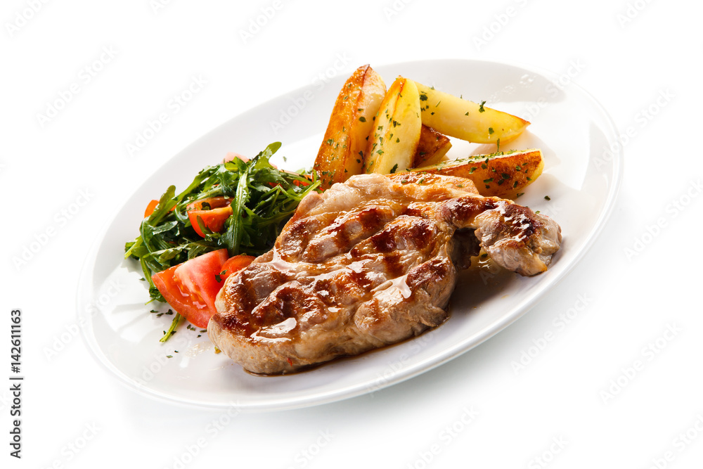 Grilled steak with potatoes Grilled steak with potatoes