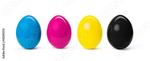 CMYK easter eggs isolated on white background