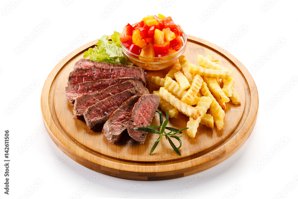 Grilled steaks with french fries