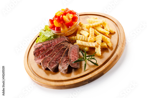 Grilled steaks with french fries